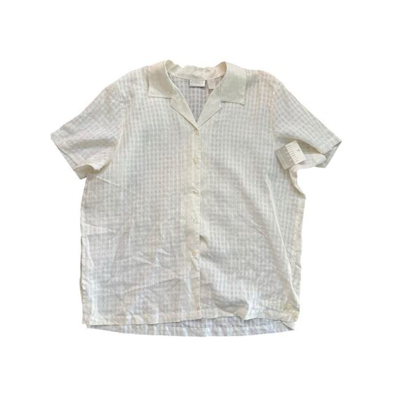 NWT Elisabeth by Liz Claiborne Cream Classic linen Button Down Shirt Size 22 - Picture 1 of 6